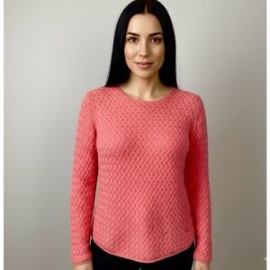 A.Giannetti 2 Ply 100% Basket Weave Cashmere Sweater Crew Neck Woven Soft Knit S